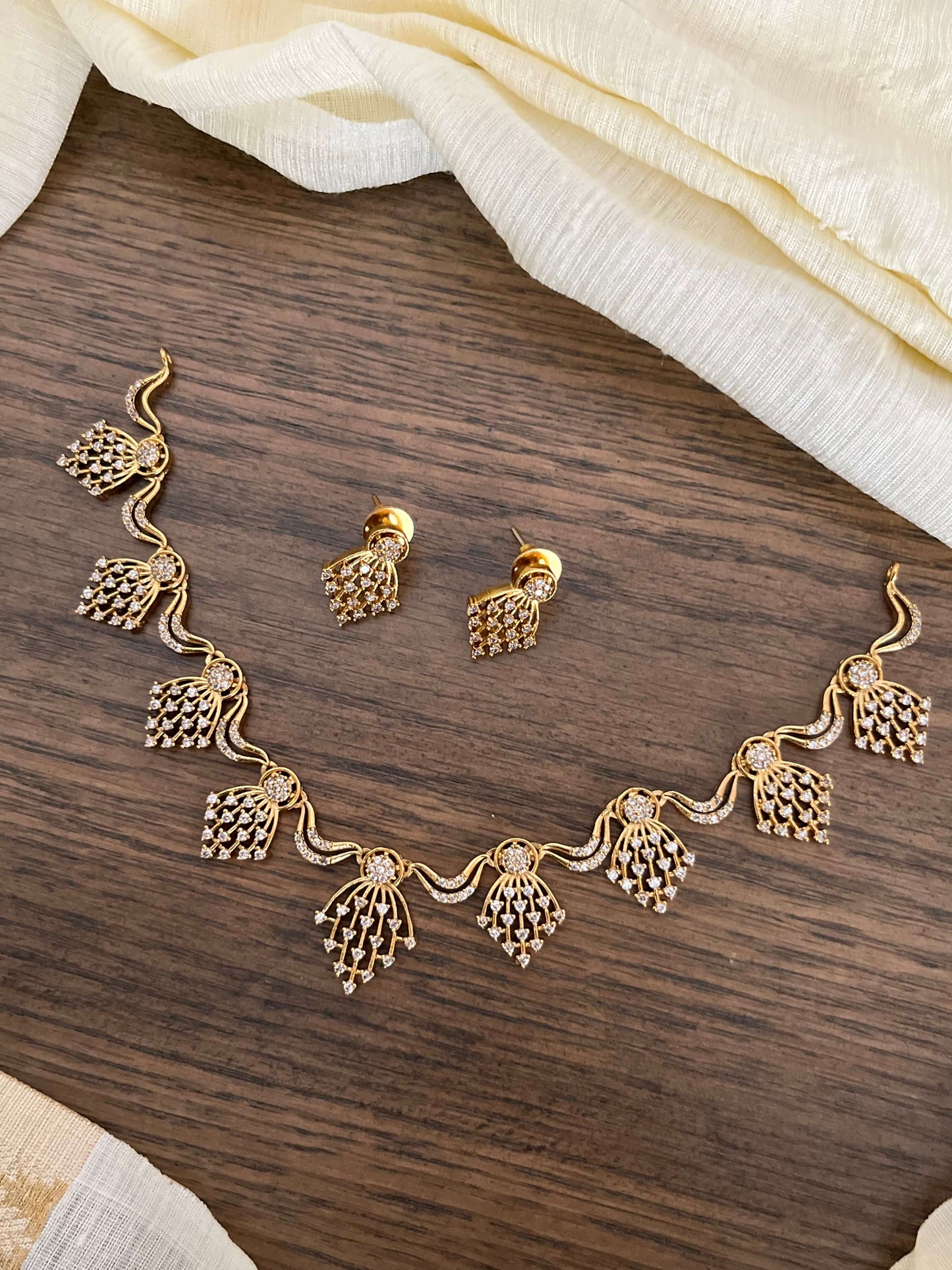 Elegant Diamond Look Alike Necklace Set with Matching Earrings