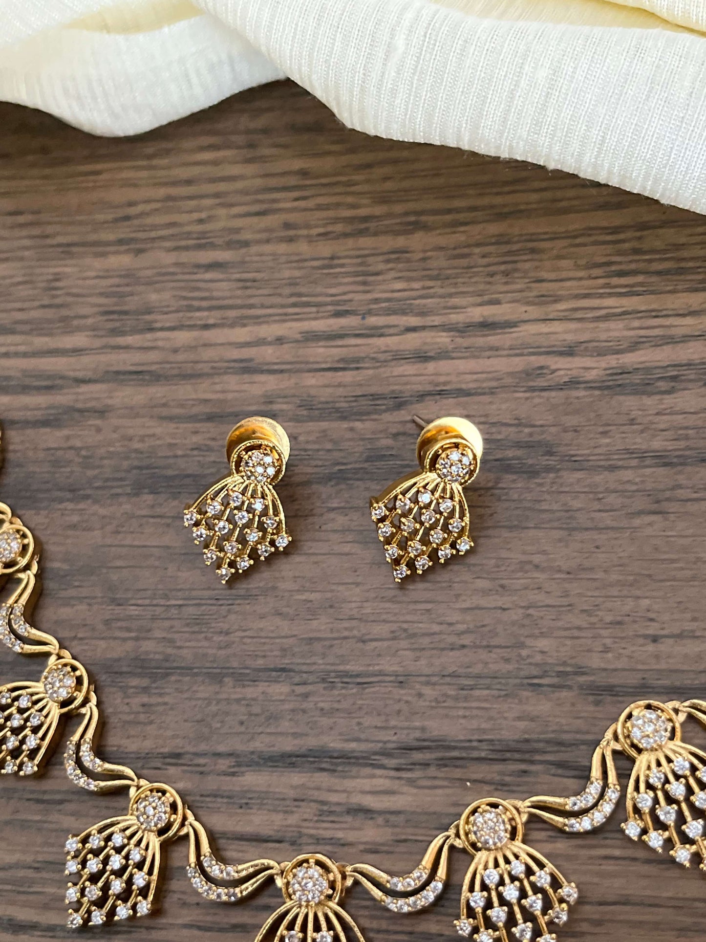 Elegant Diamond Look Alike Necklace Set with Matching Earrings