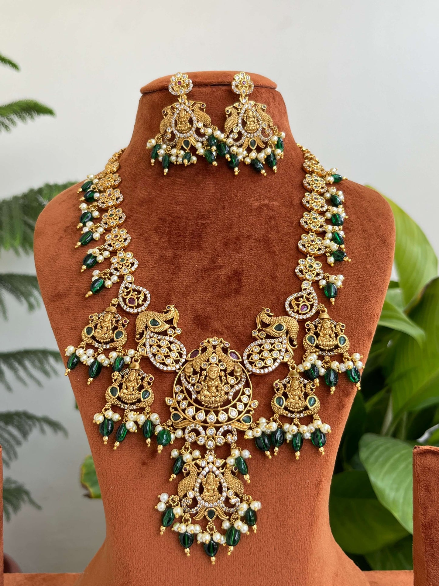 Bridal Temple Haram with Lakshmi Devi & Peacock Motifs | Nakshi Finish