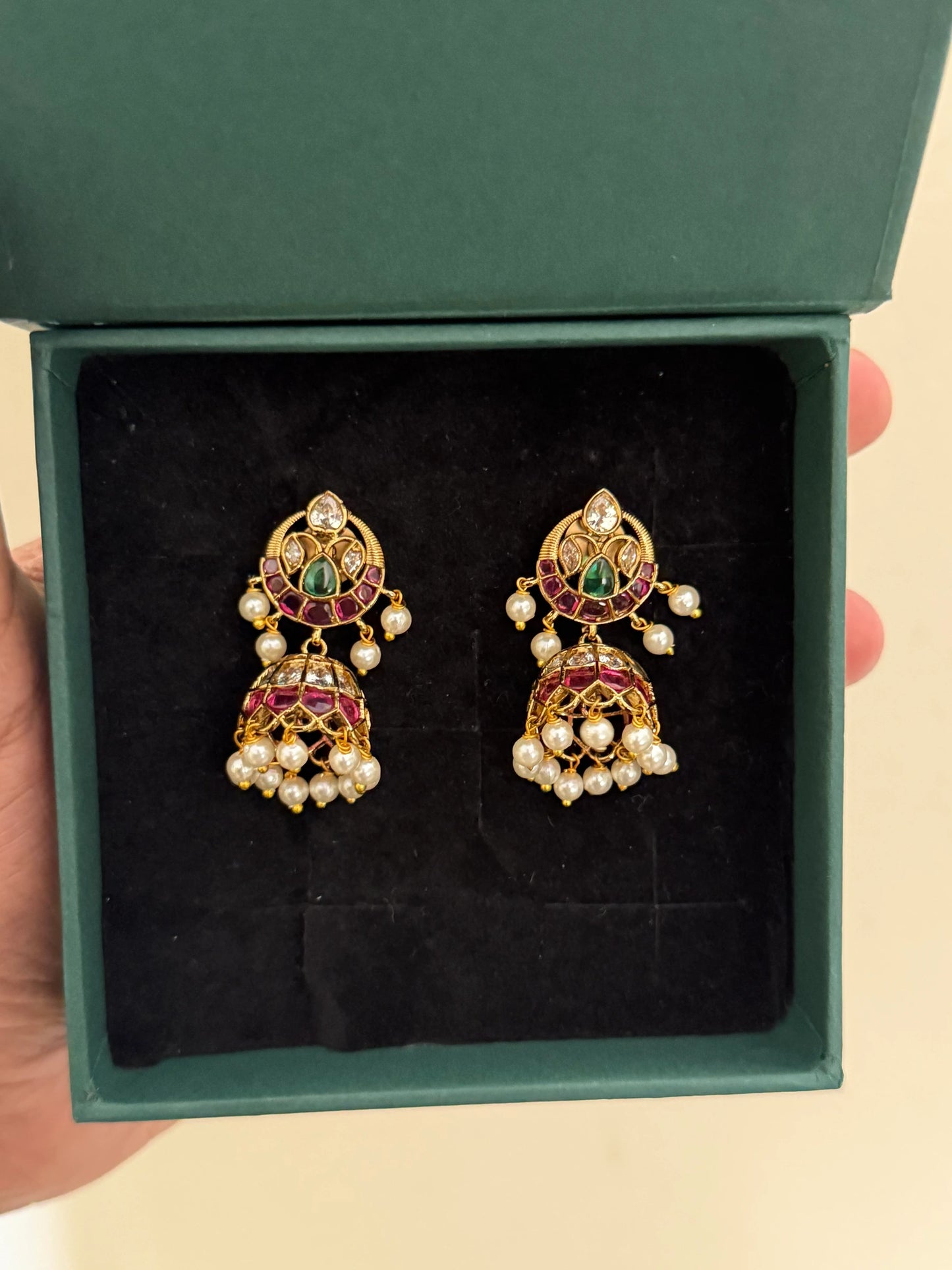 Mini Jhumka Earrings with Pearl Drops