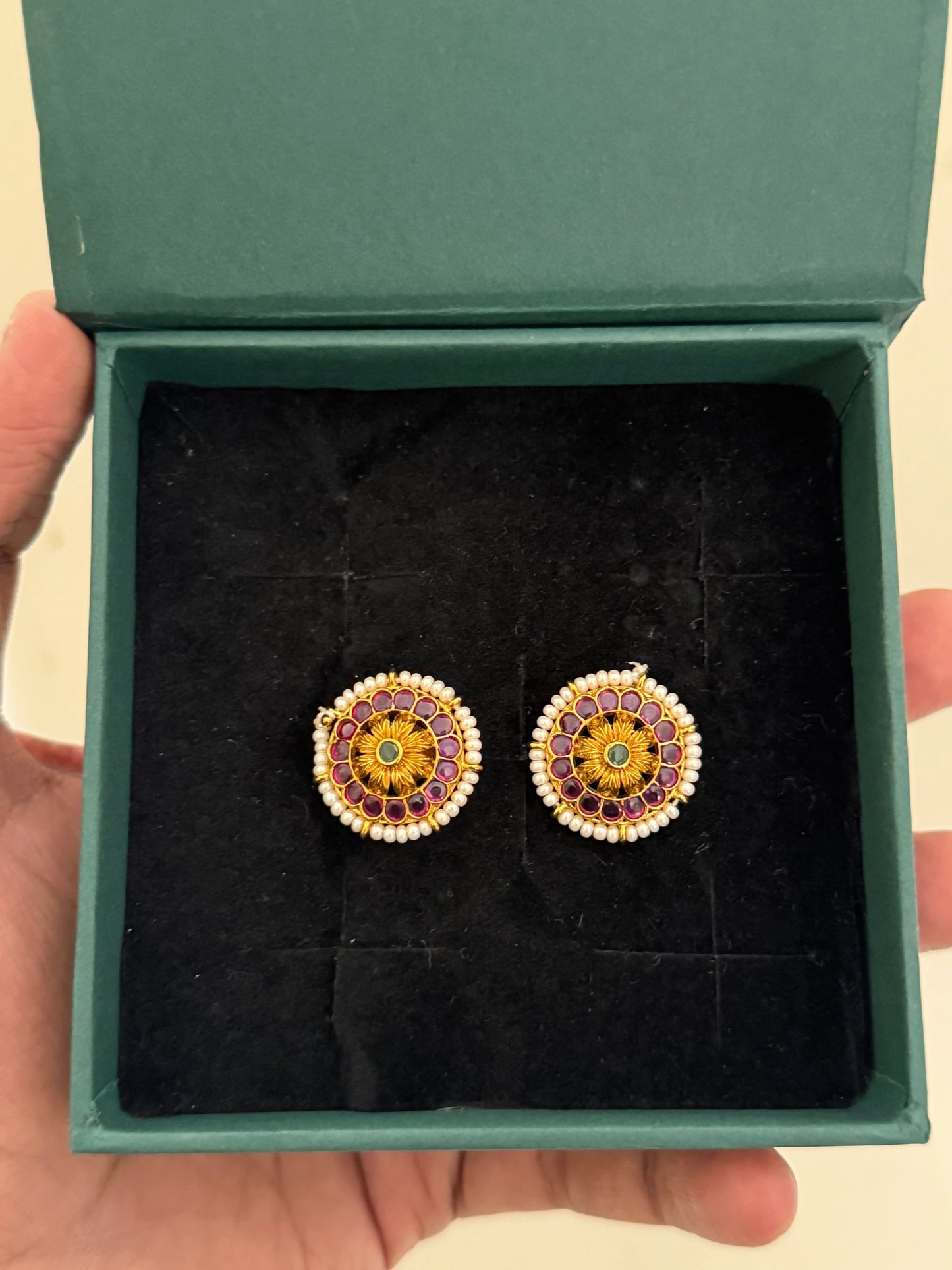 Amber Stone Stud Earrings