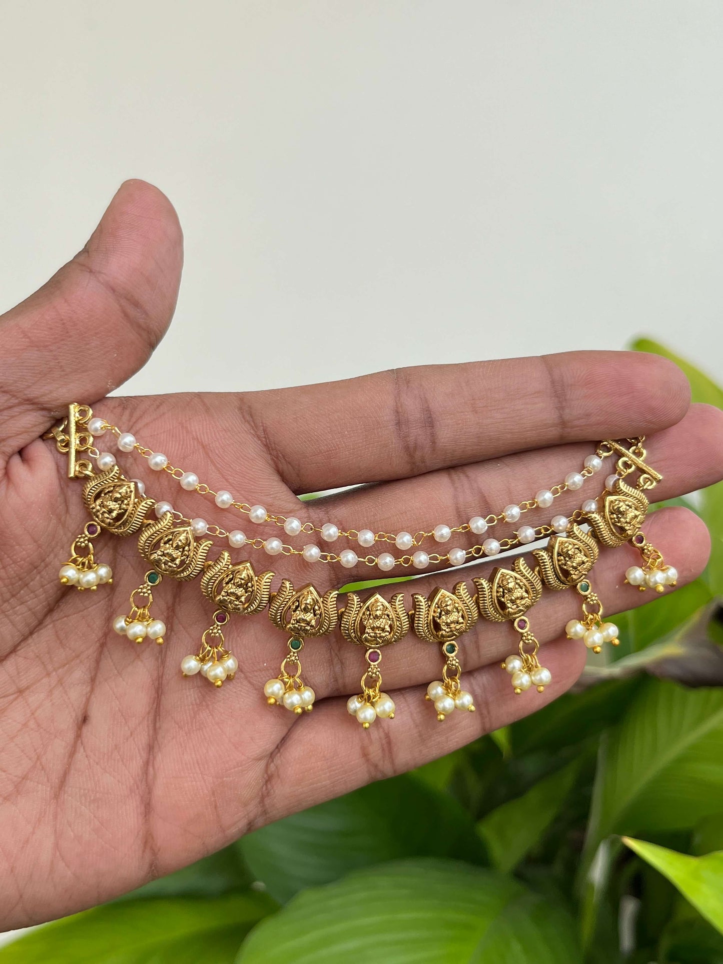 Lakshmi Devi with Lotus Ear Chain / Champa Saralu