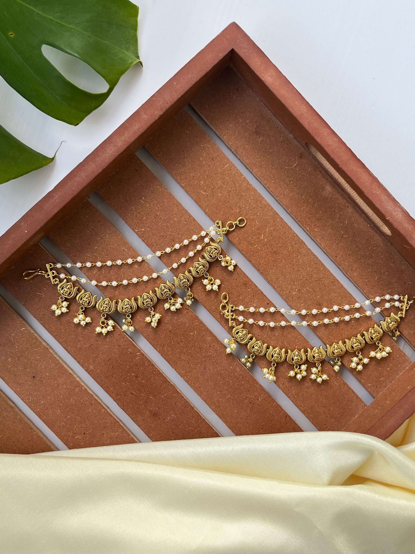 Lakshmi Devi with Lotus Ear Chain / Champa Saralu