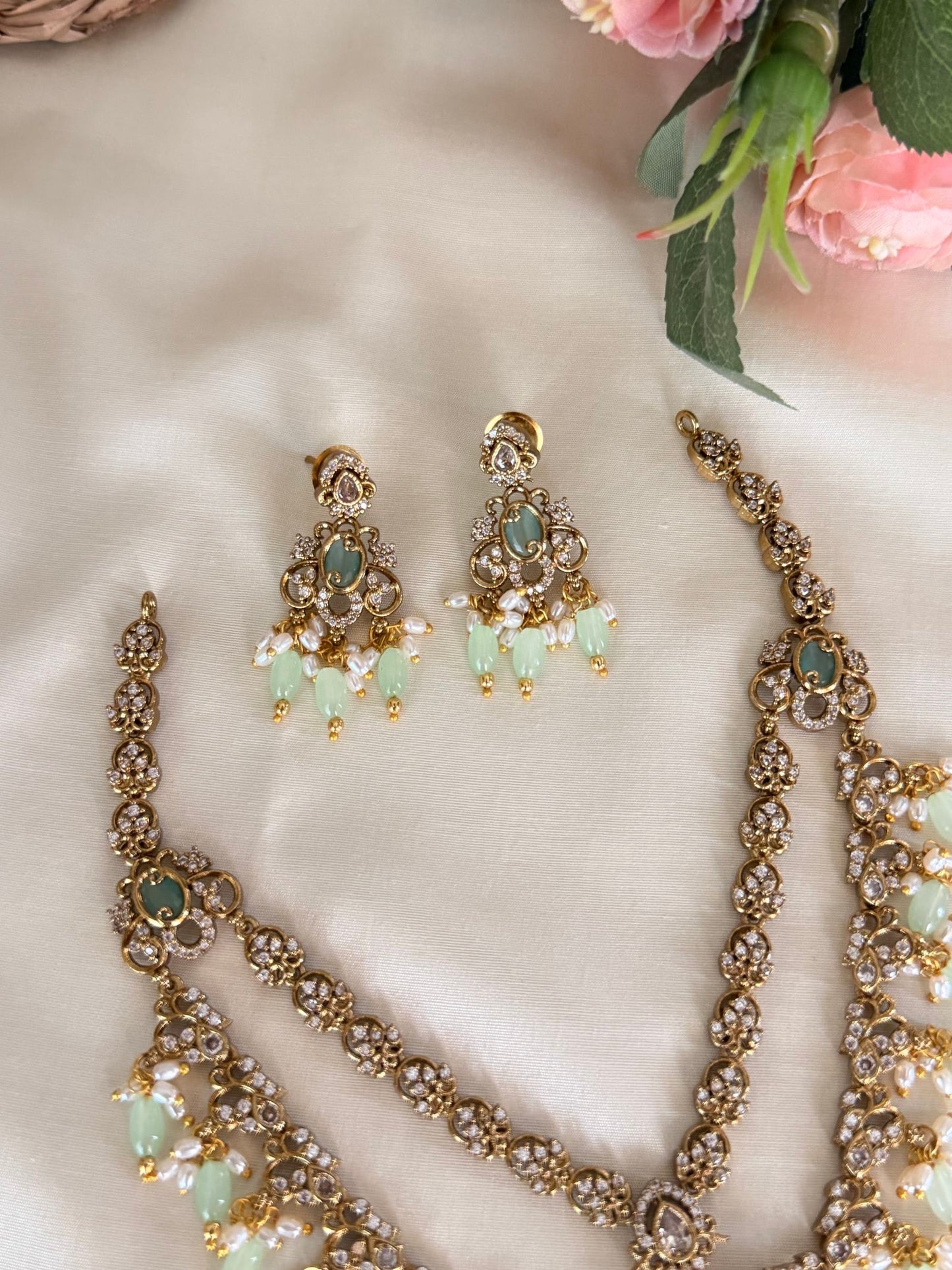 Double Layer Drop Layered Necklace Set
