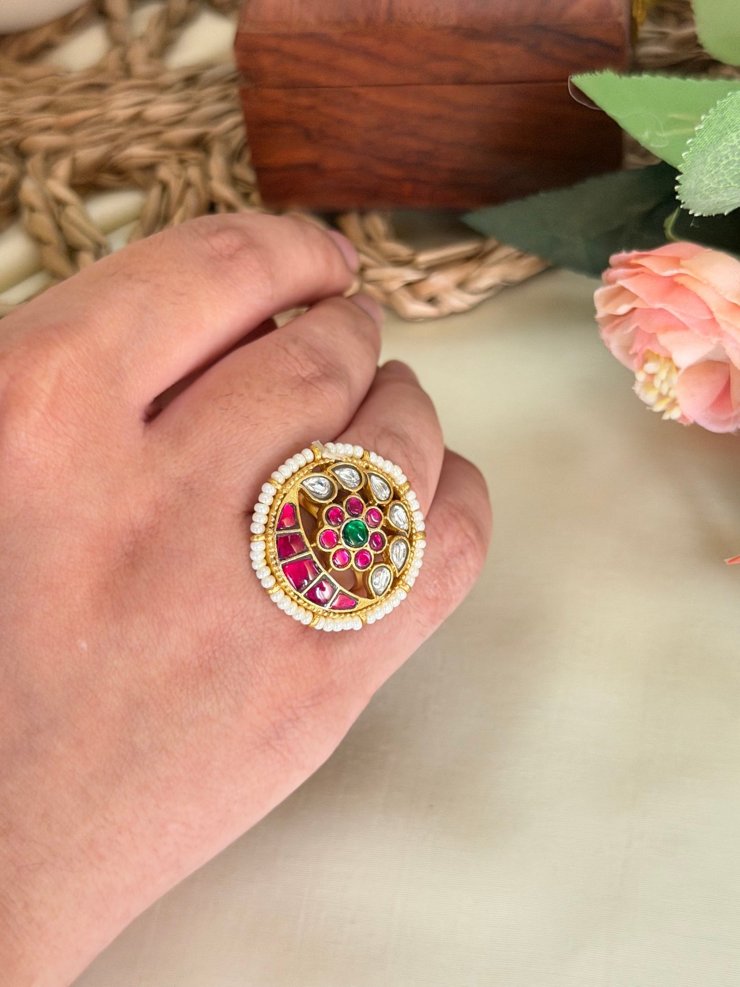 Jadau Kundan Finger Ring
