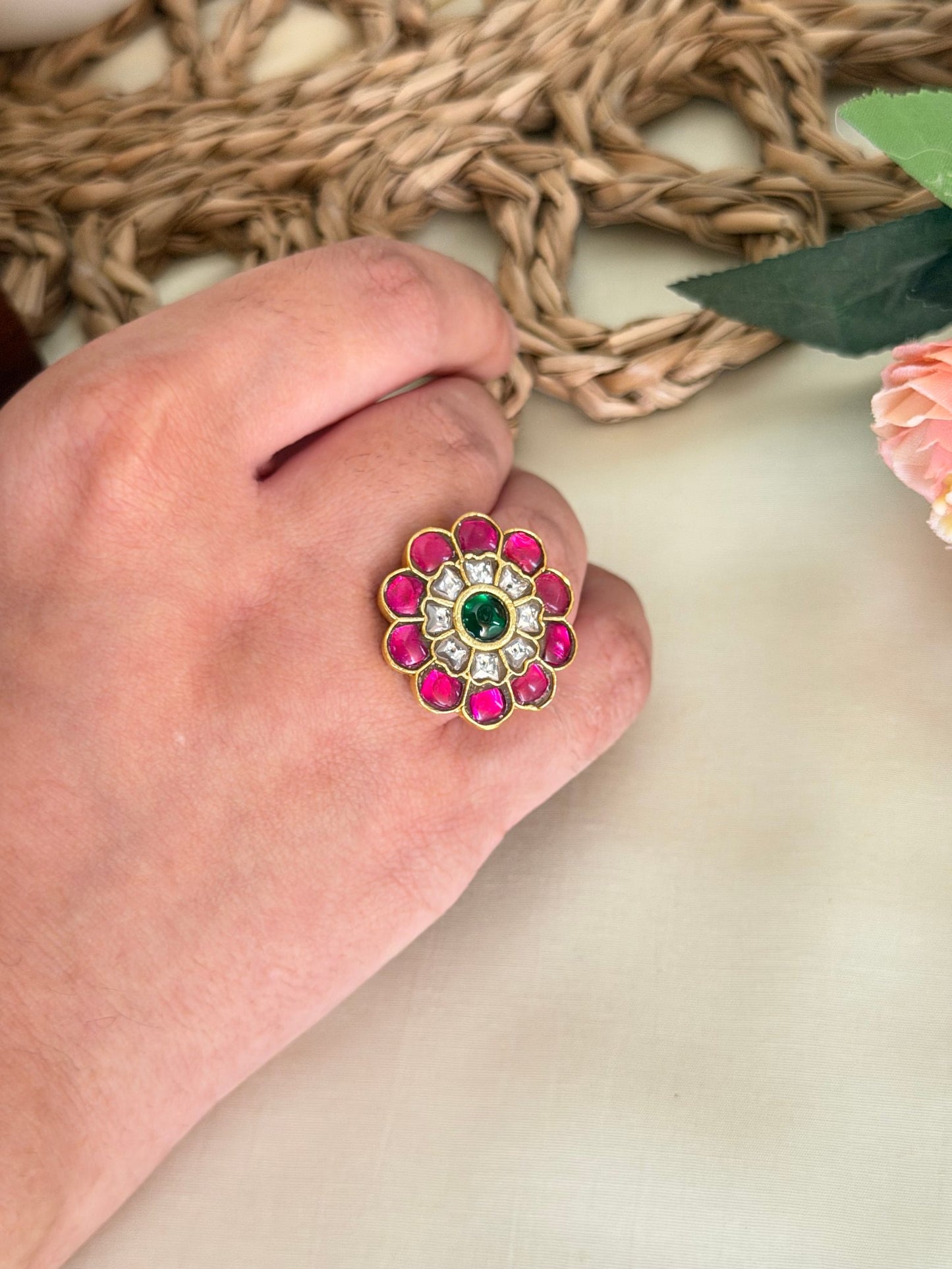 Floral Jadau Kundan Ring