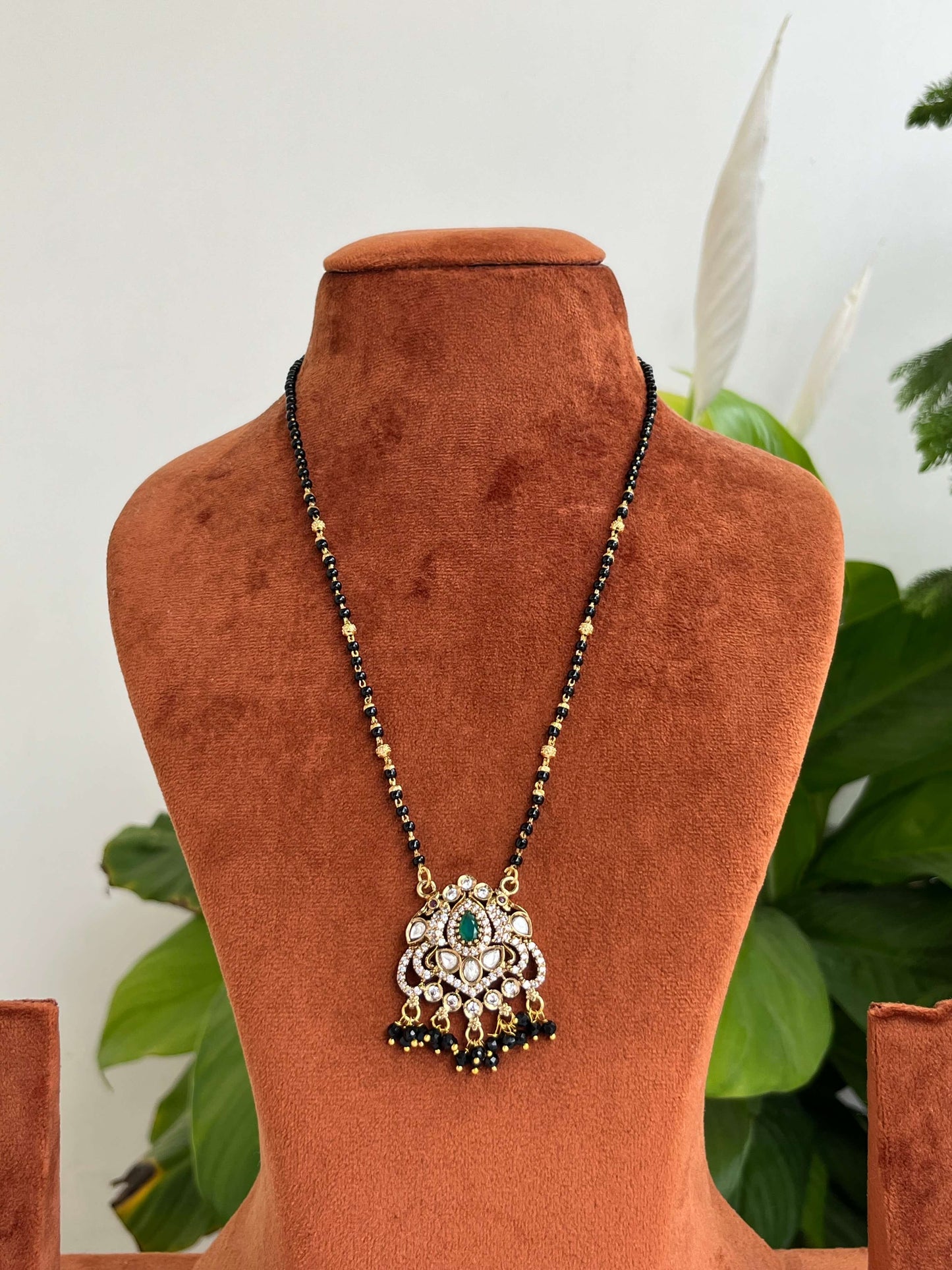 Medium Length Kundan Mangalsutra with Red & Green Stone Variants