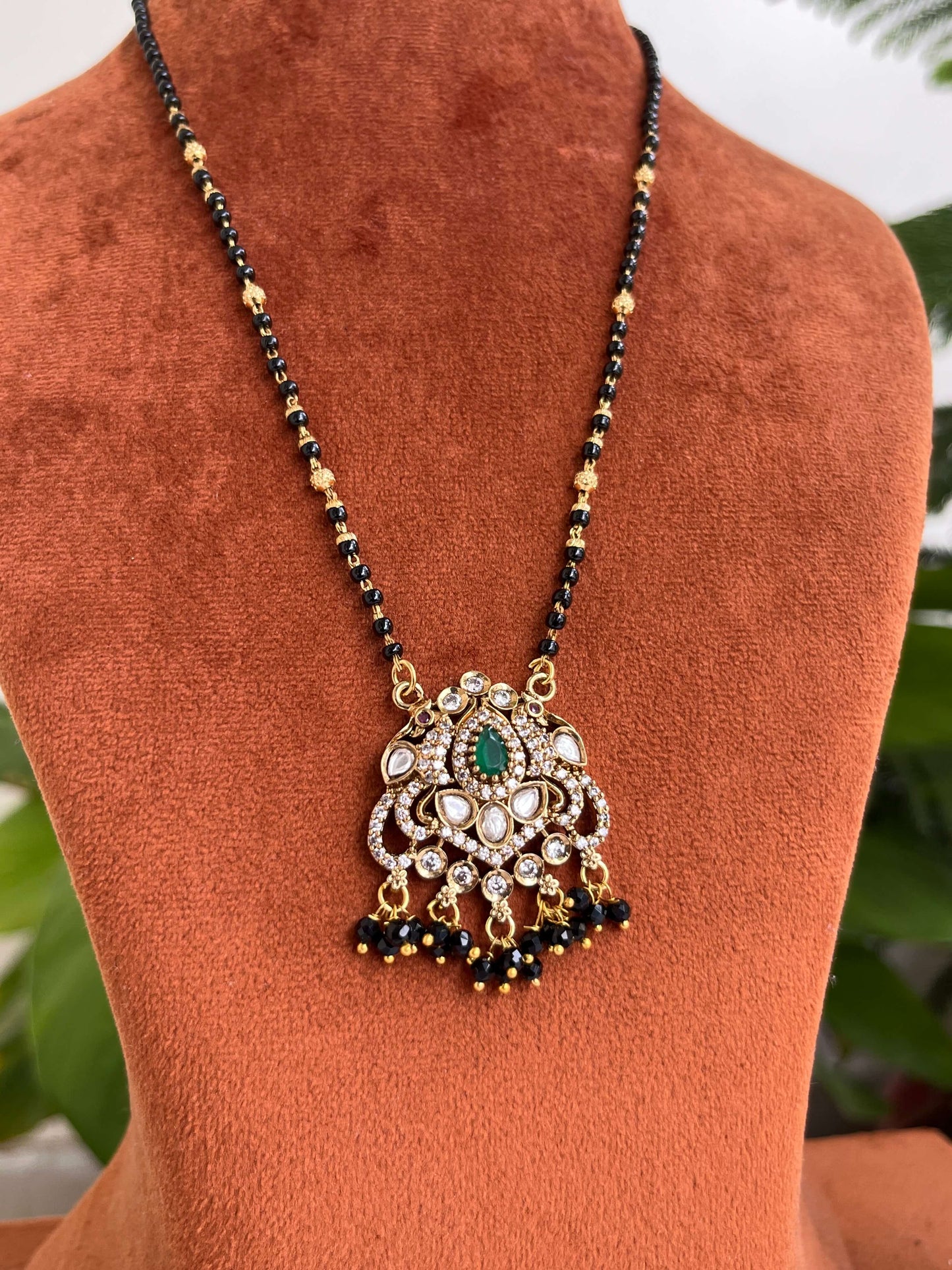 Medium Length Kundan Mangalsutra with Red & Green Stone Variants