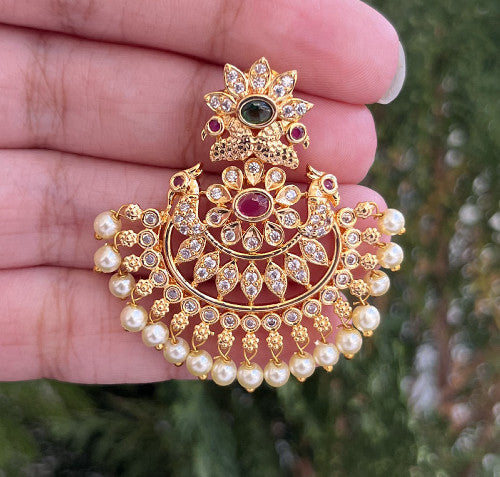 Golden Peacock Chaandbali Earrings