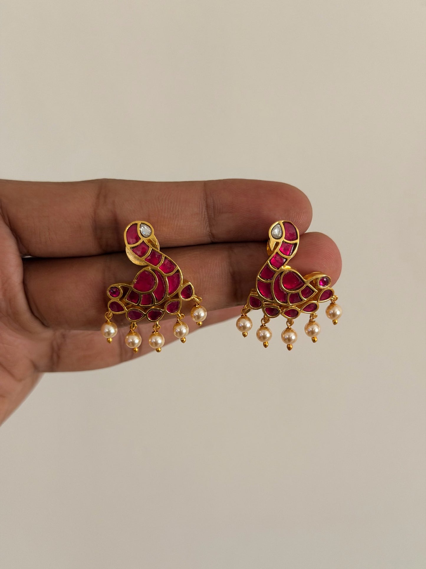 Temple Style Triangle Drop Earrings with Hanging Charms