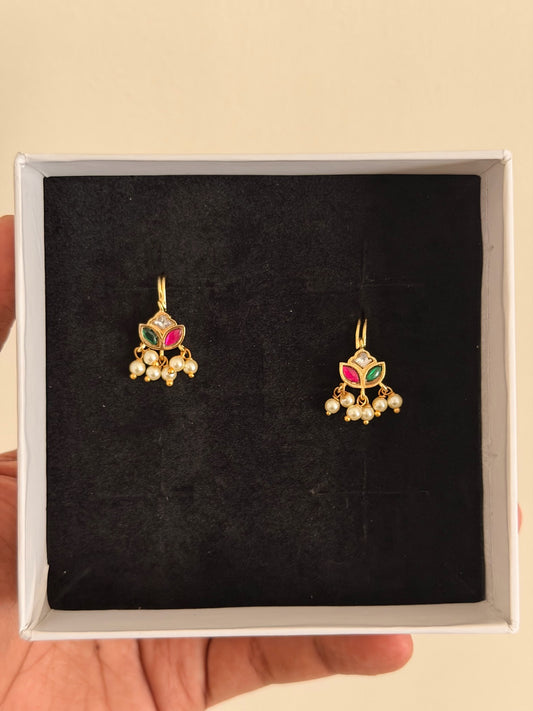 Antique Gold Plated Green Bugadi Earrings