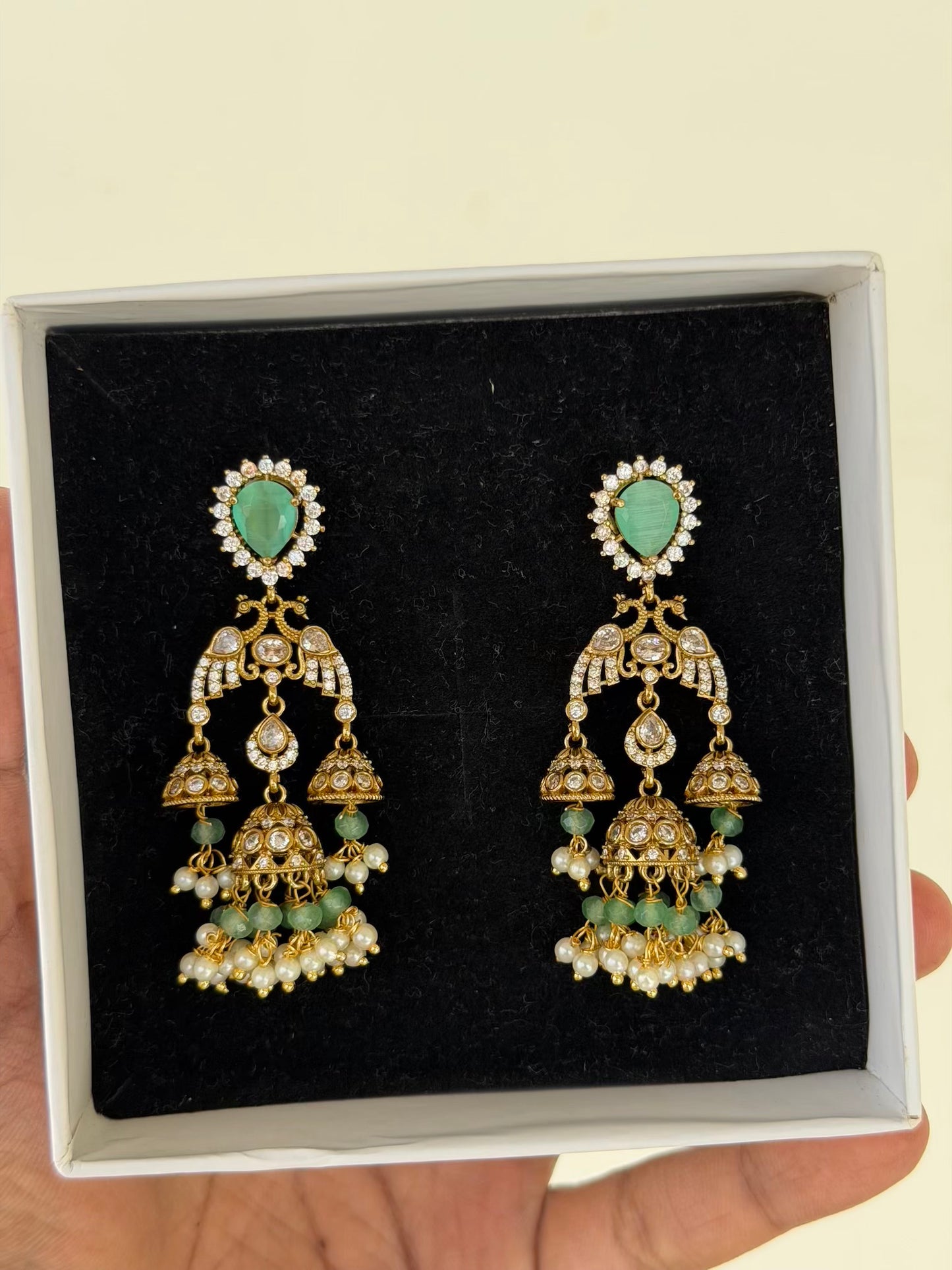 Peacock Double Jhumka Dangler Earrings