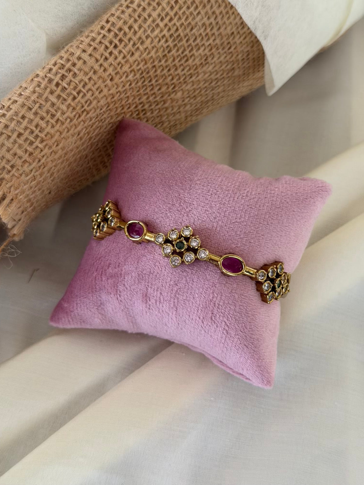 Ruby Floral Chain Bracelet