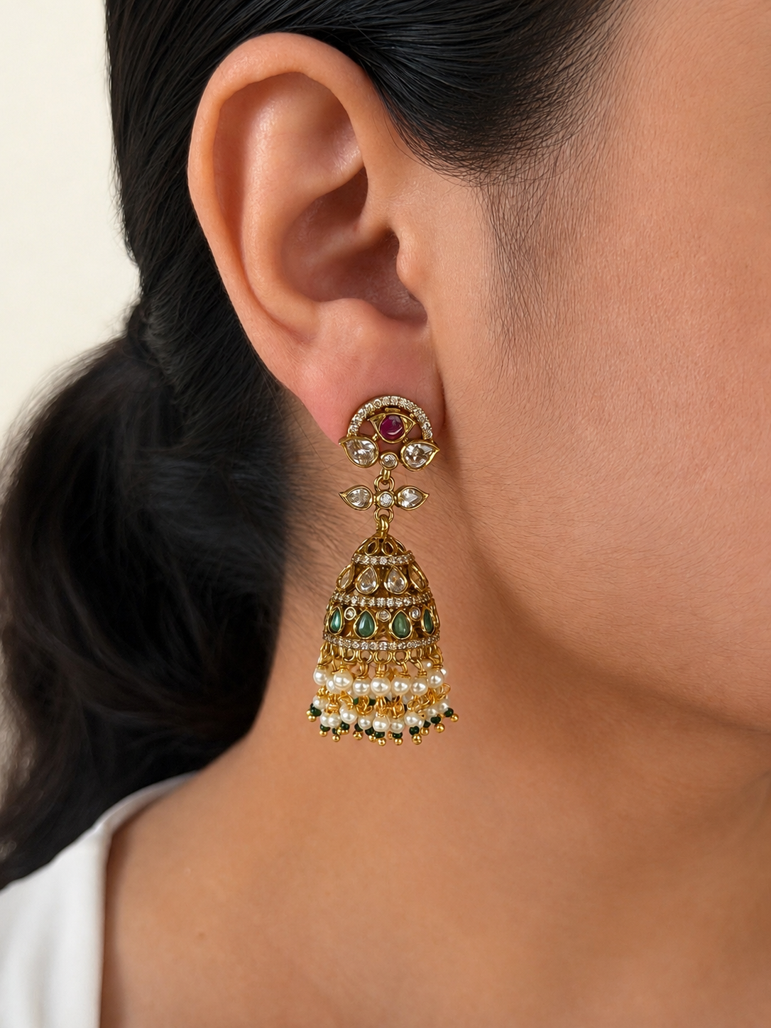 Emerald Jhumka Earrings