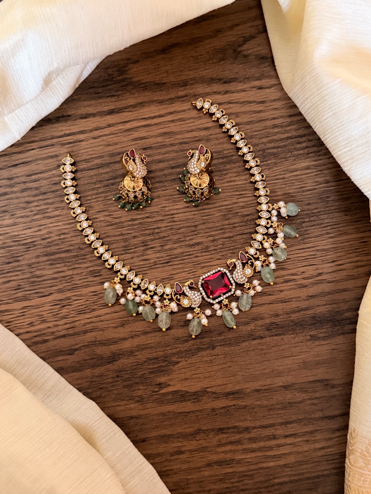 Premium Short Necklace Set with AD Stones