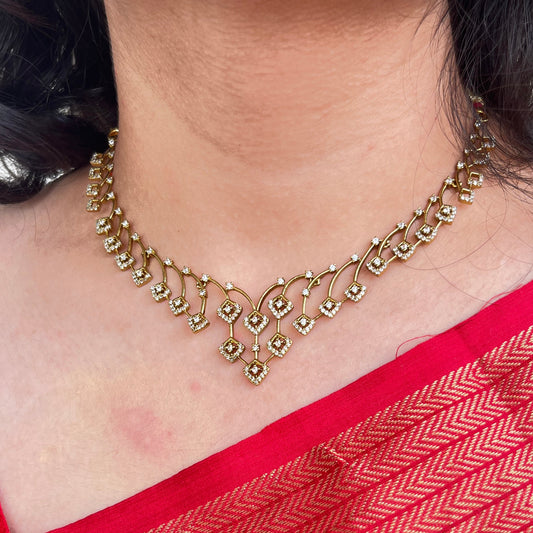 Diamond Look-Alike Necklace – With Earrings – Wedding & Party Wear