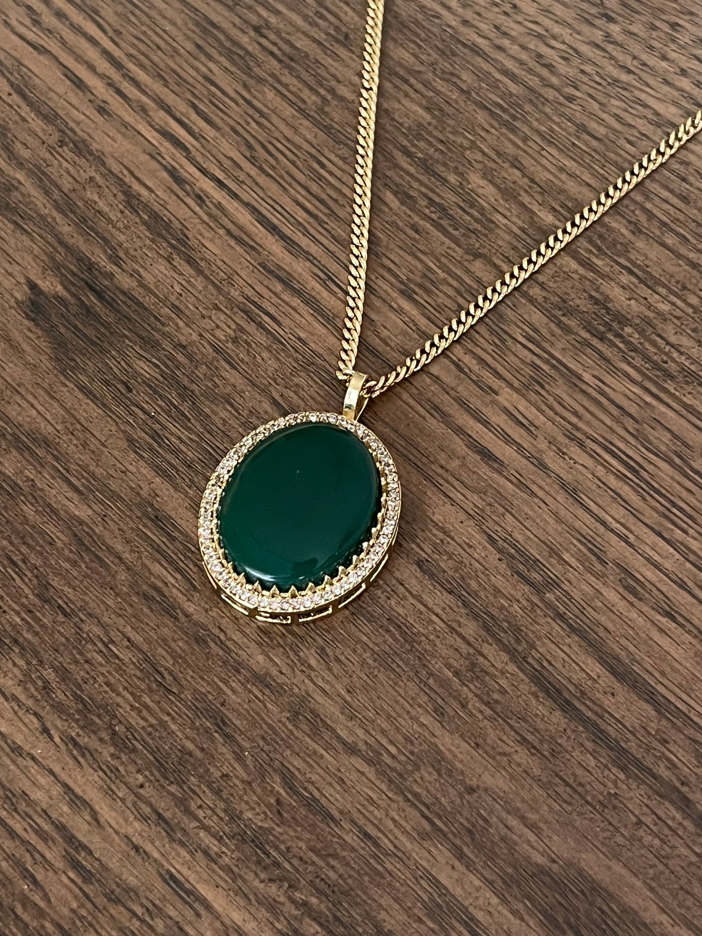 Green Moissanite Pendant Set – Brass Base – Premium Finish