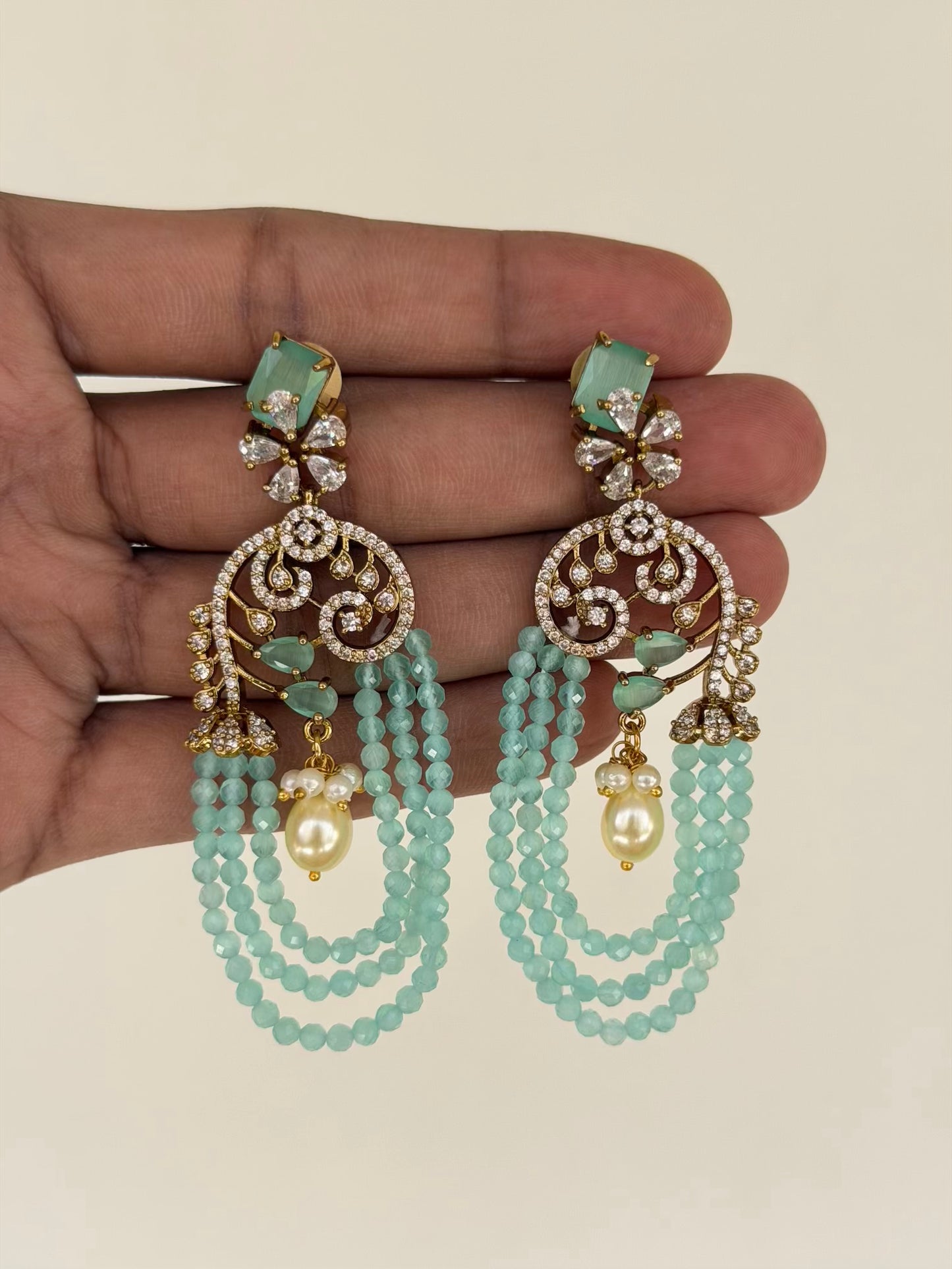 Beaded Floral Scroll Earrings