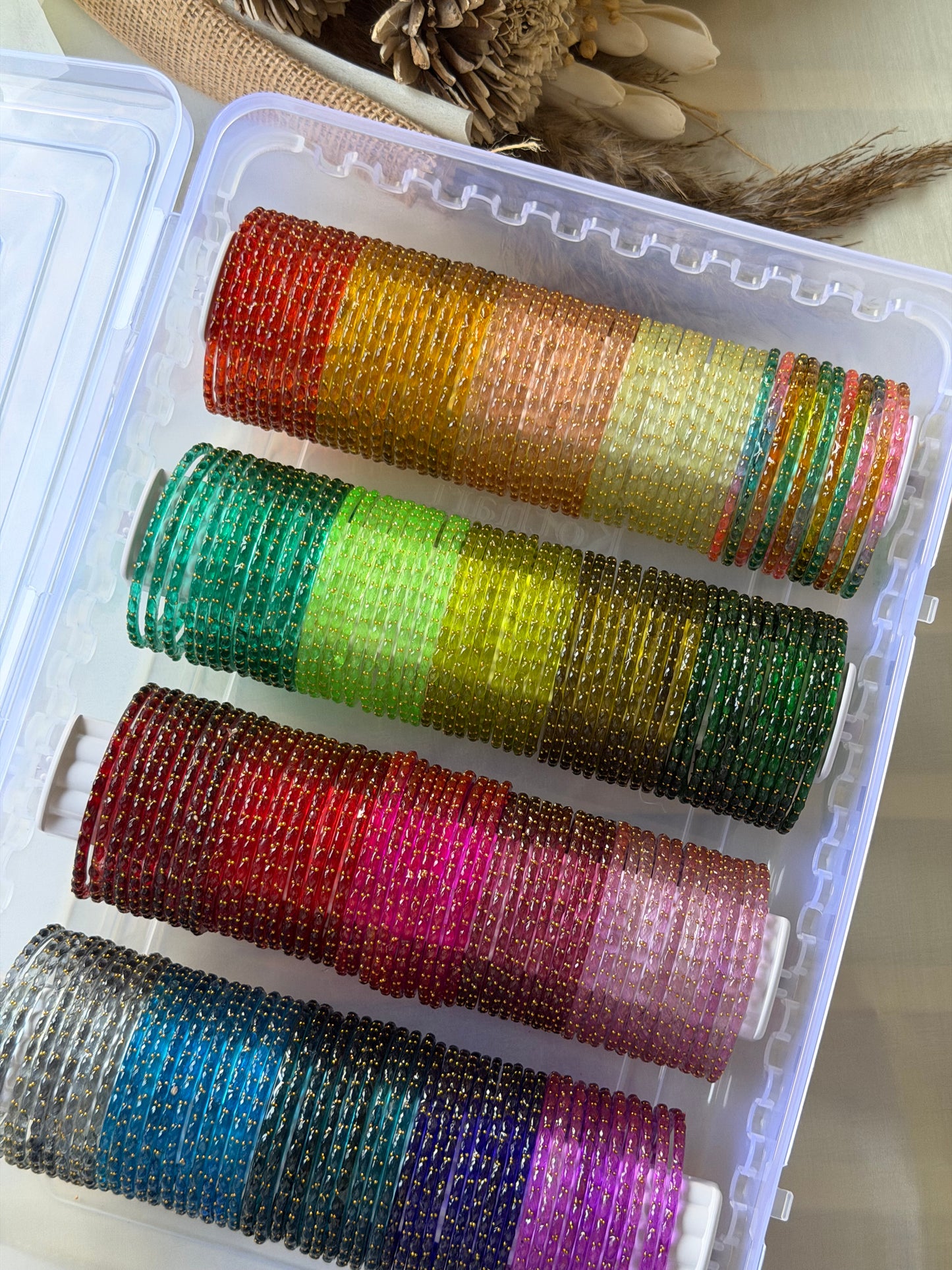 Desinger Rain Drop Glass Bangle Combo - Box of 20 colors