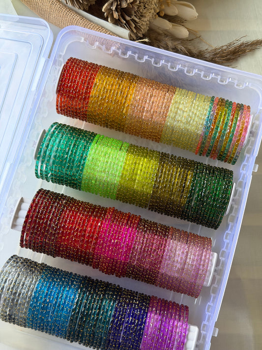 Desinger Rain Drop Glass Bangle Combo - Box of 20 colors