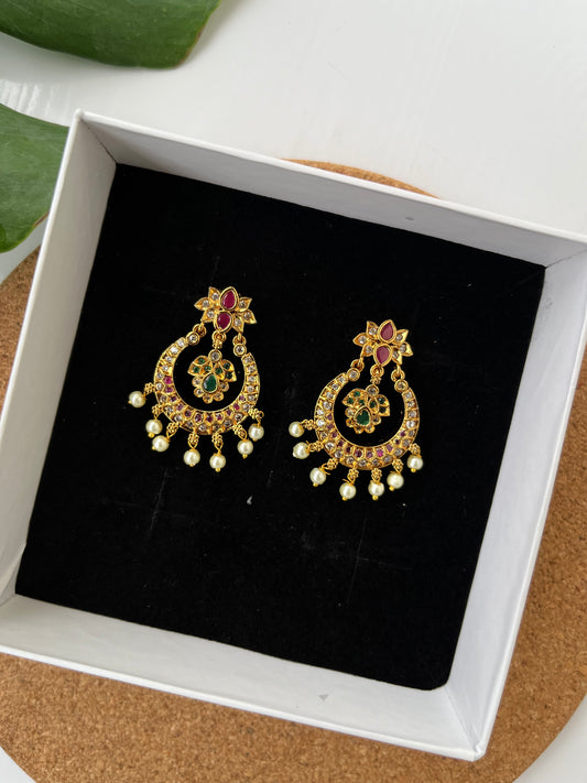 Studded Small Chaandbali in Nakshi Polish