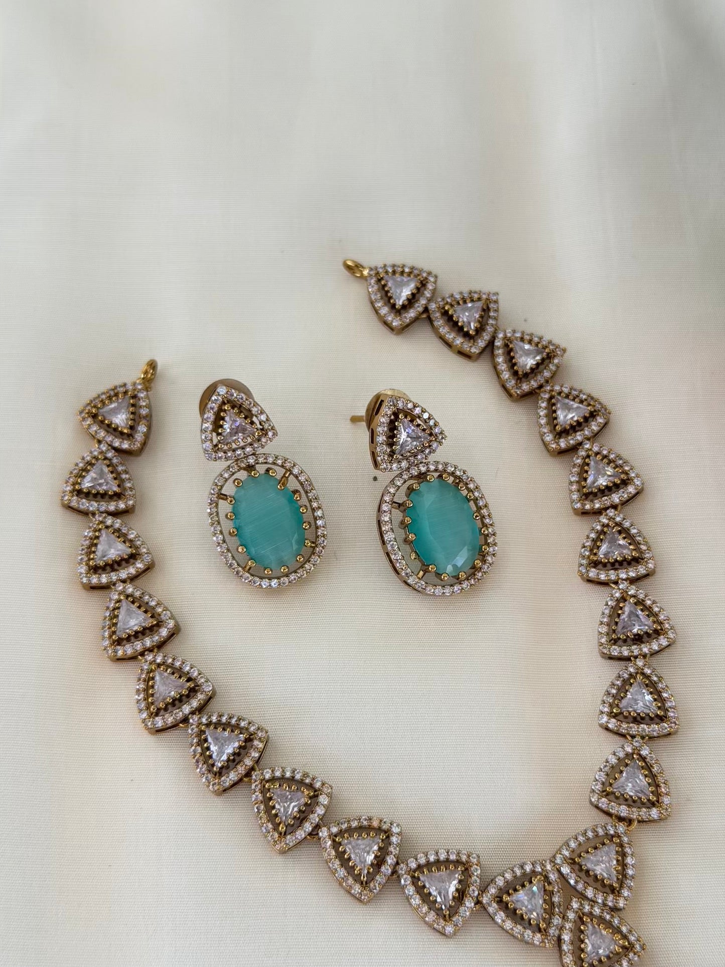 CZ Drop Necklace Set with Matching Earrings
