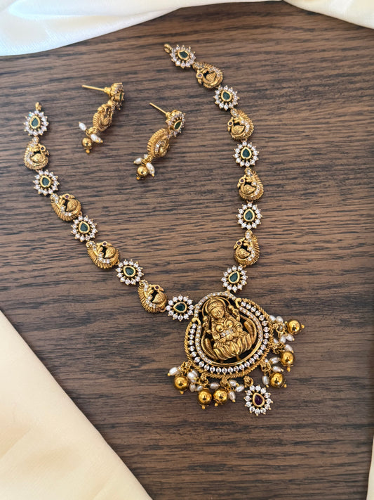 Traditional Lakshmi Devi Temple Necklace Set with Premium Gold-Tone Finish
