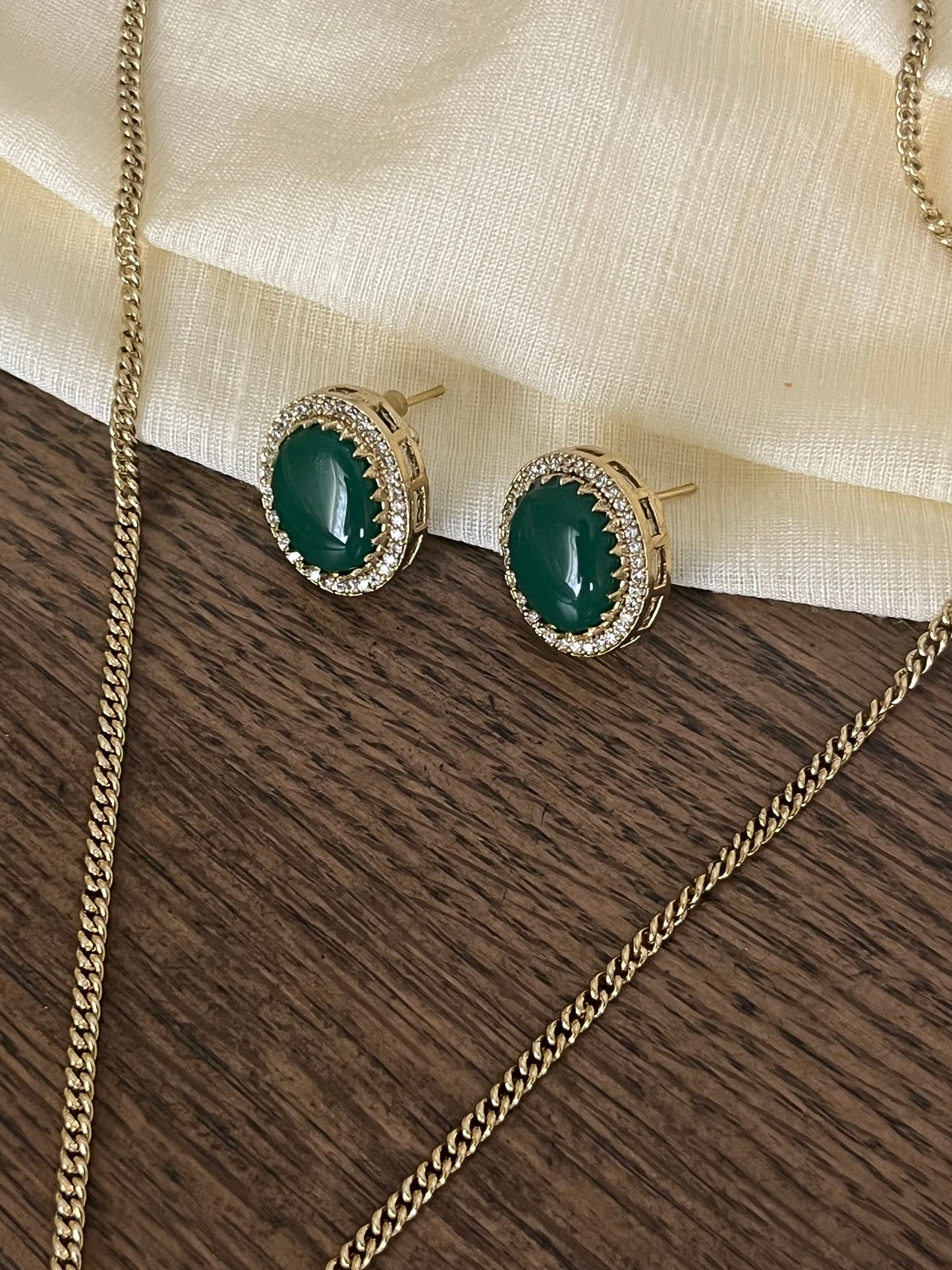 Green Moissanite Pendant Set – Brass Base – Premium Finish