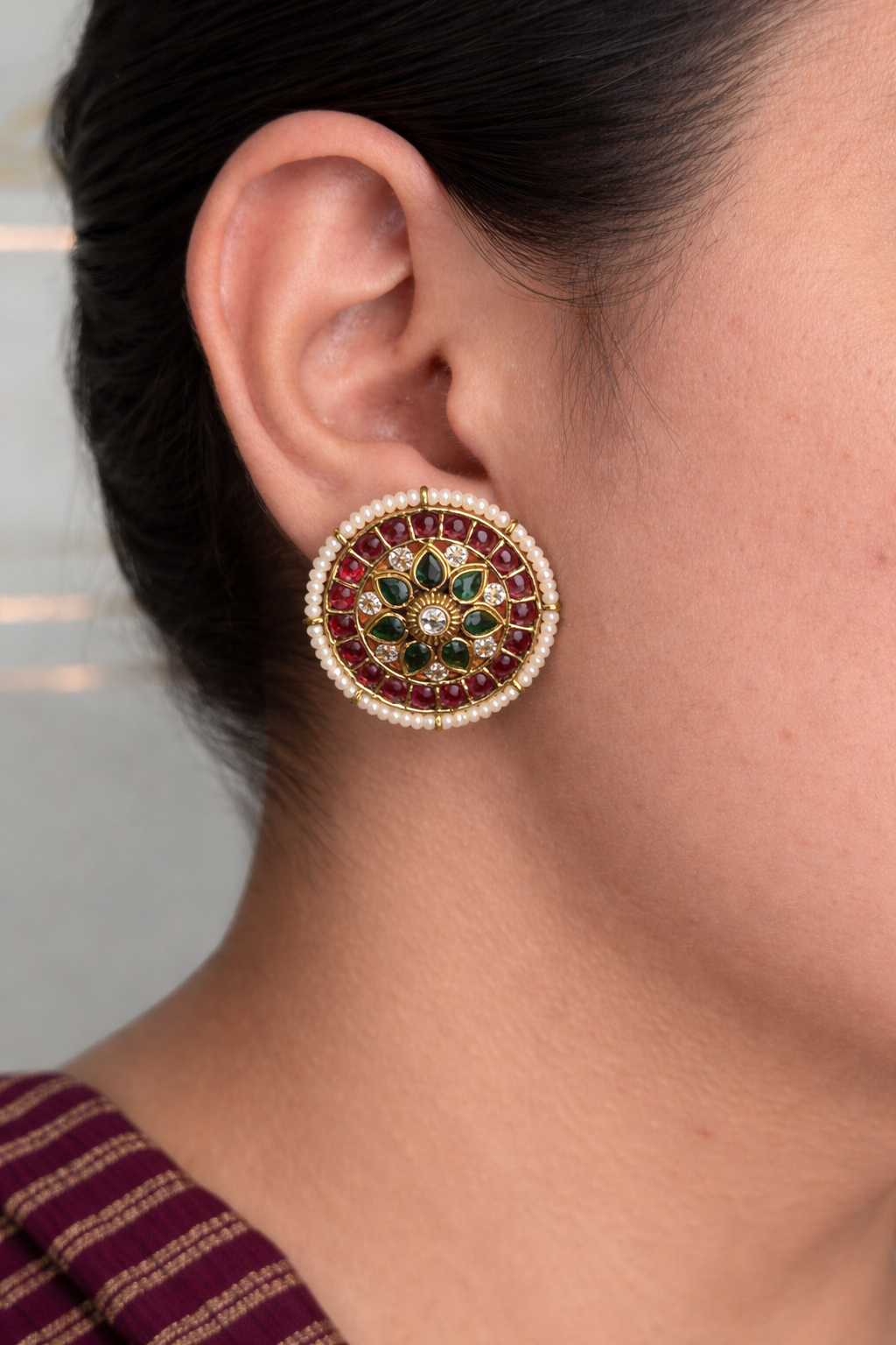 Premium Finish Sunburst Studs with High Quality AD Stones