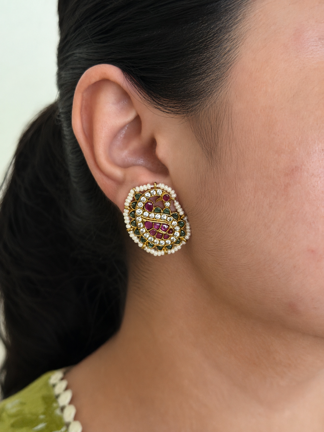 Pearl Peacock Stud Earrings