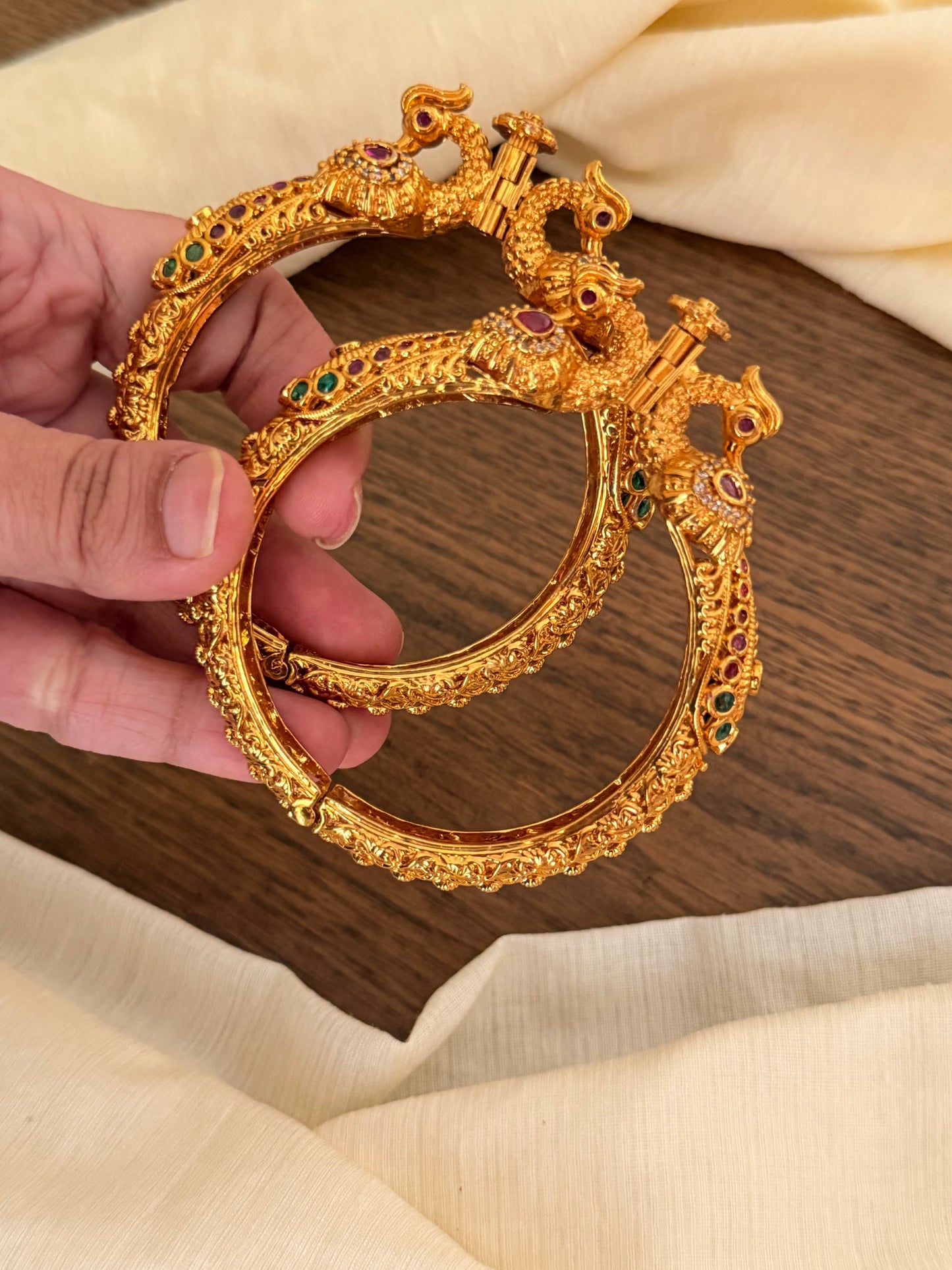 Temple Style Openable Kada – Set of 2