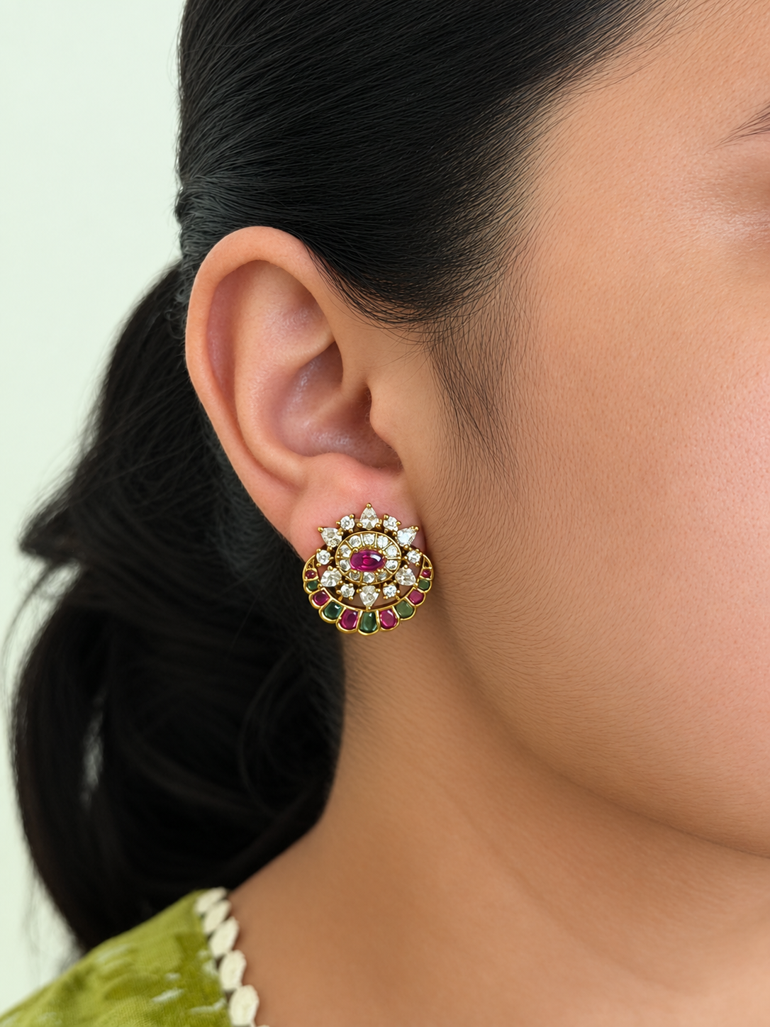 Ruby Green Stud Earrings