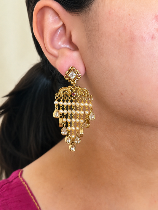 Pearl & Polki Waterfall Danglers
