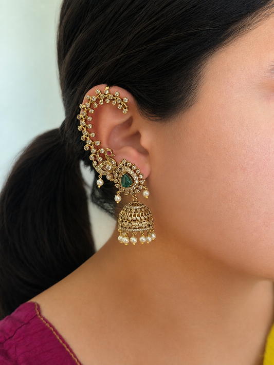 Peacock Ear Cuff with Jhumka