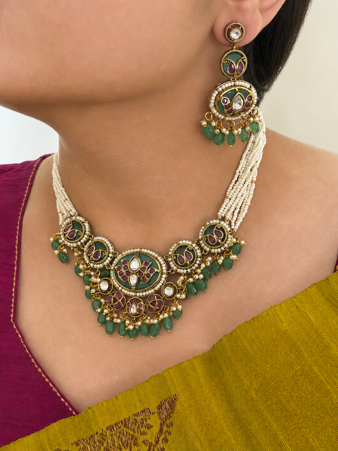 Pearl Heritage Necklace Set with Drops