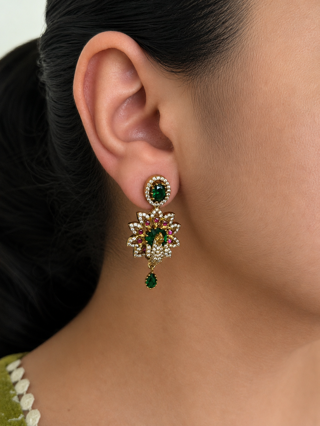 Unique Peacock Multicolor Dangler Earrings