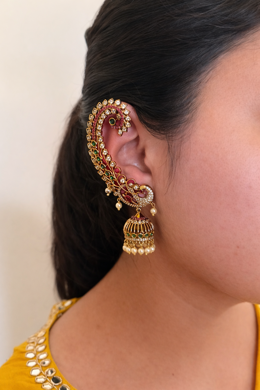 Peacock Vine Jhumka Ear Cuff