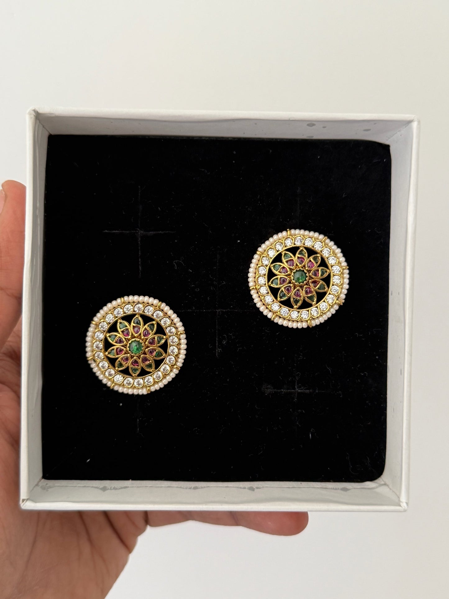 Premium Finish Diamond Look Floral Stud Earrings