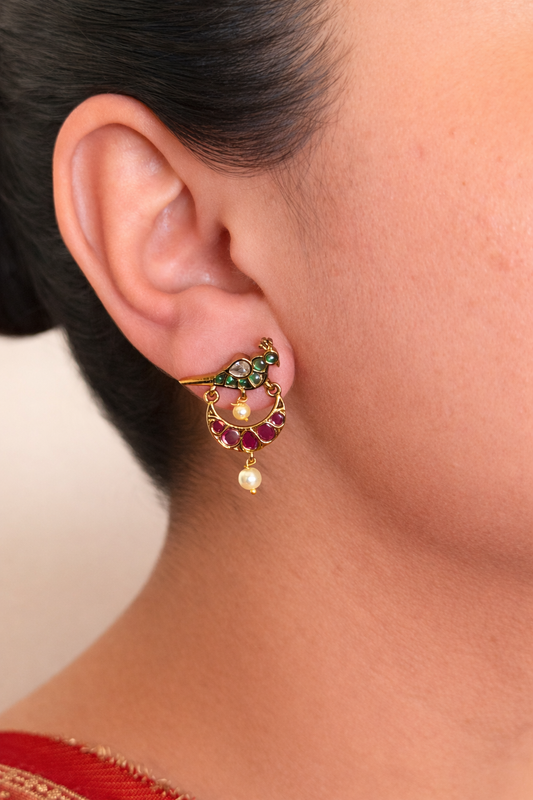 Cute Parrot Earrings with Pearl Drop