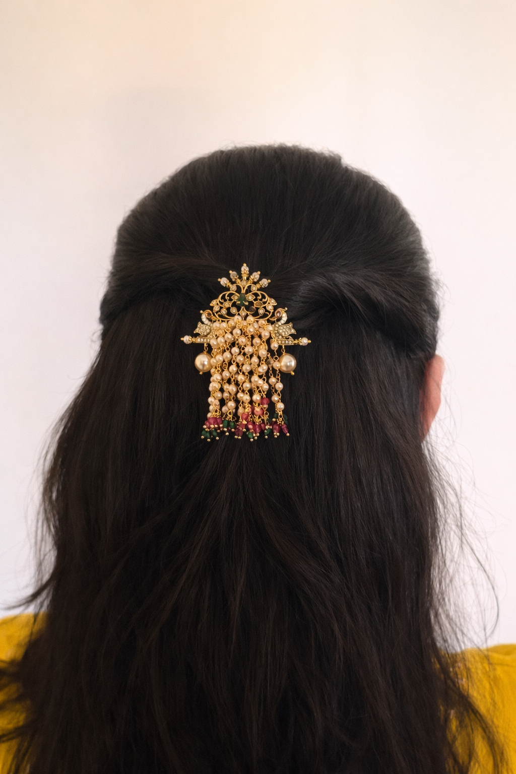 Pearl Tassel Floral Hair Brooch / Jada Billai