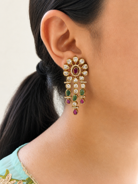 Layered Dangler MultiColor Earrings