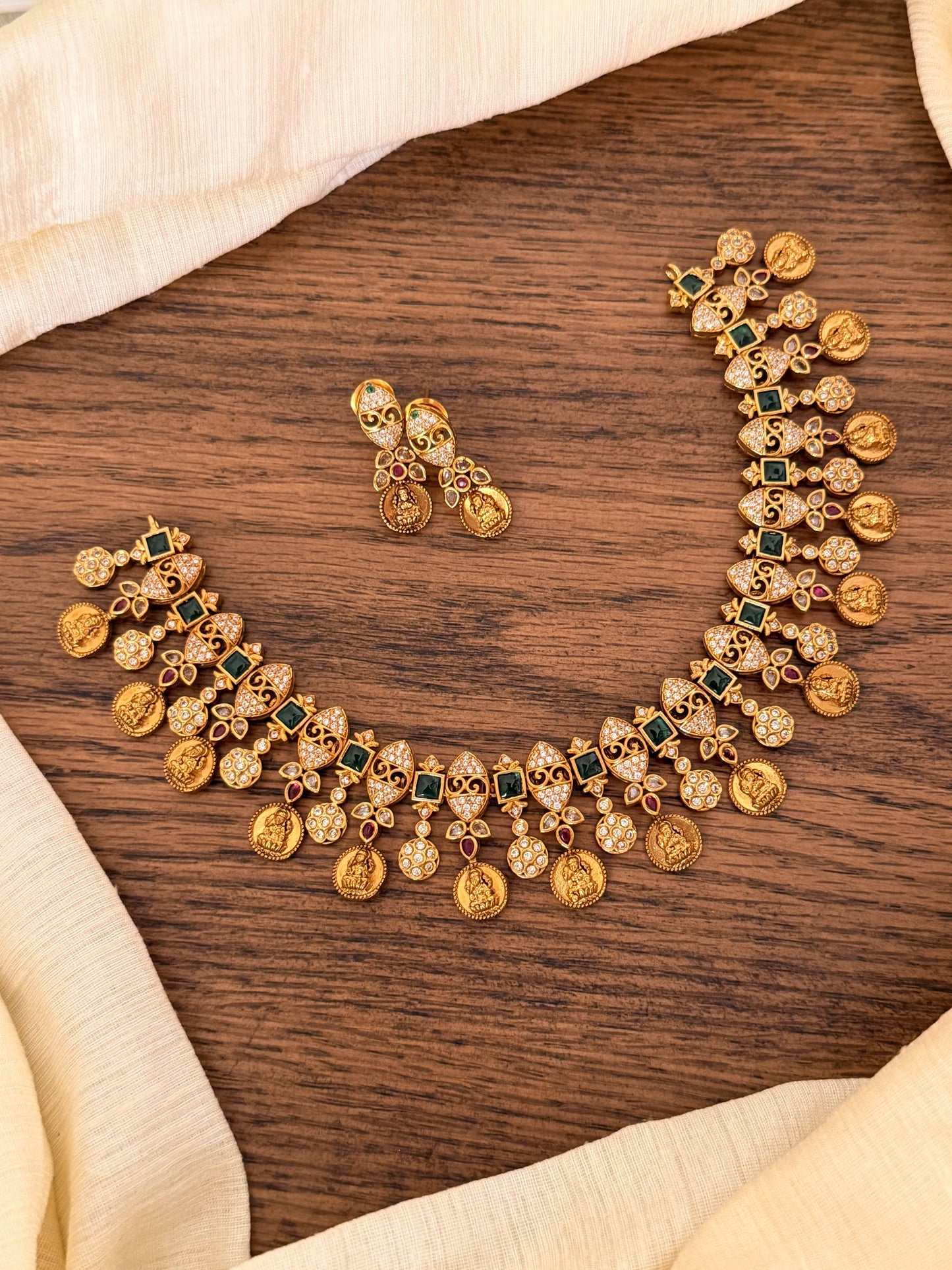 Premium Designer Nakshi Coin Bridal Necklace Set