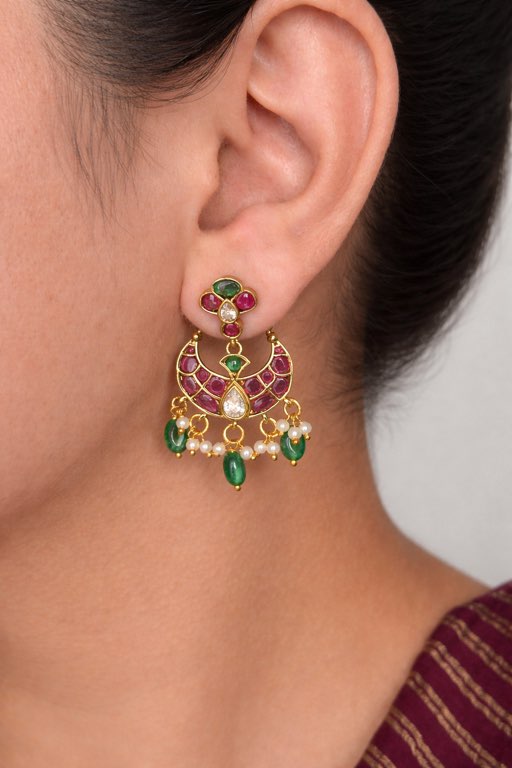Premium Finish Kemp stone Chandbali Earrings