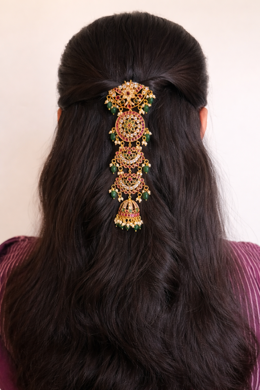 Traditional Stone Work Short Jada | Bridal Hair Accessory