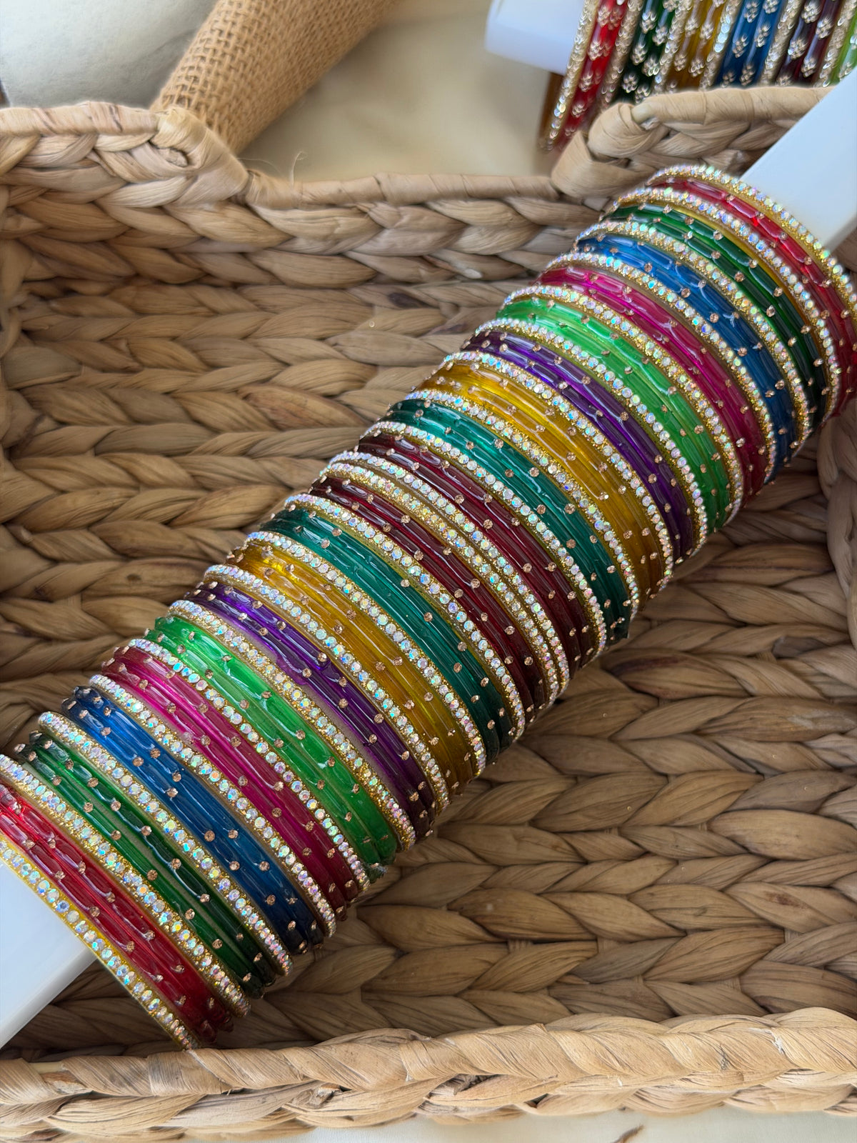 Navaratri Floral Stone Glass Bangles