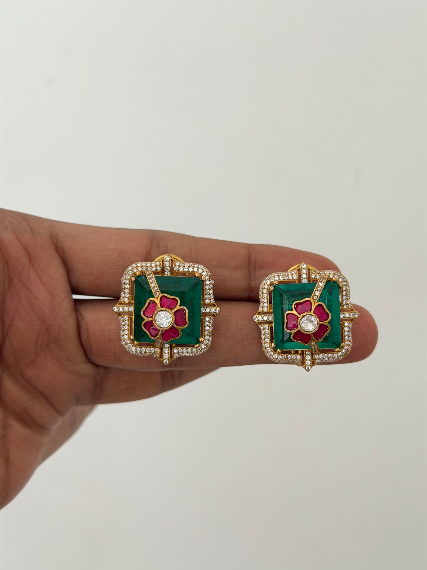 Doublet Stone Studs — Emerald & Mint