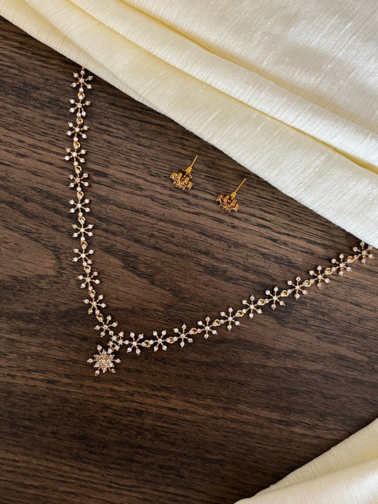Star Line AD Necklace – Minimal & Trending – With Stud Earrings 13