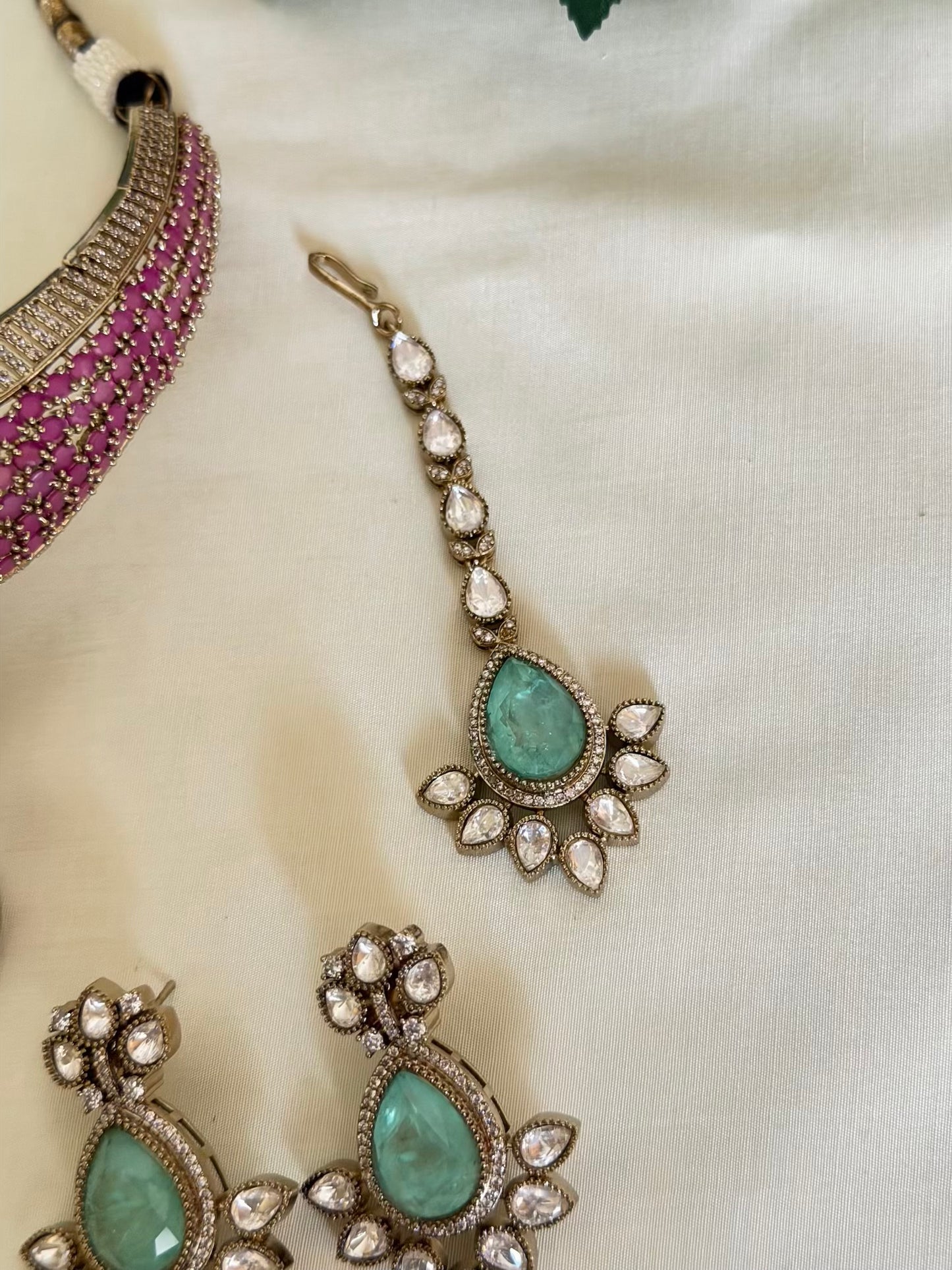 Elegant Moissanite Set with Maang Tikka