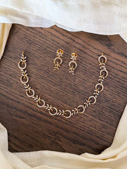 Leaf Diamond Look Necklace Set