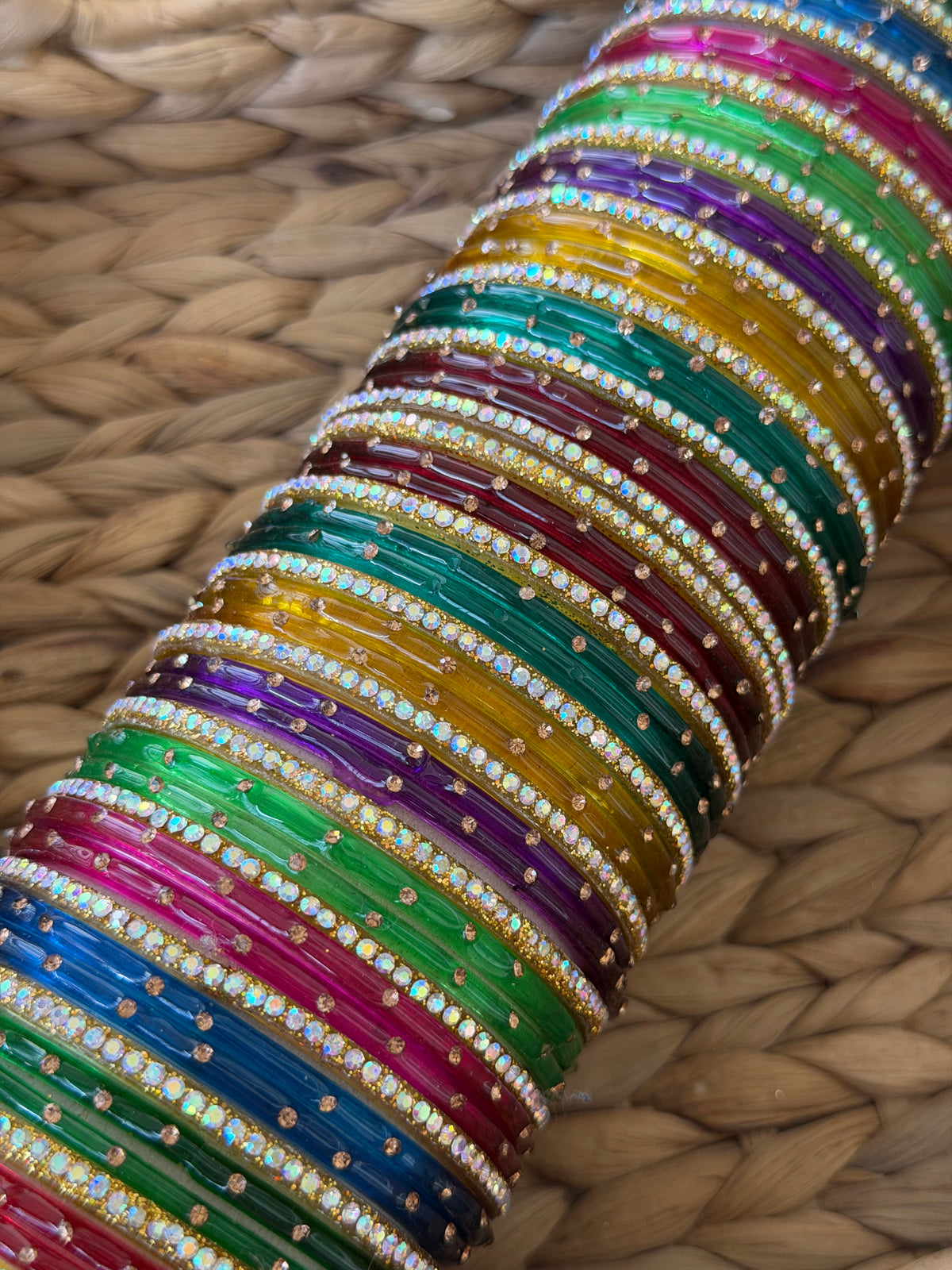 Navaratri Floral Stone Glass Bangles